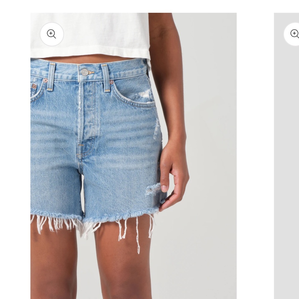 Agolde Light Wash Distressed Denim Jean Shorts - Picture 5 of 9